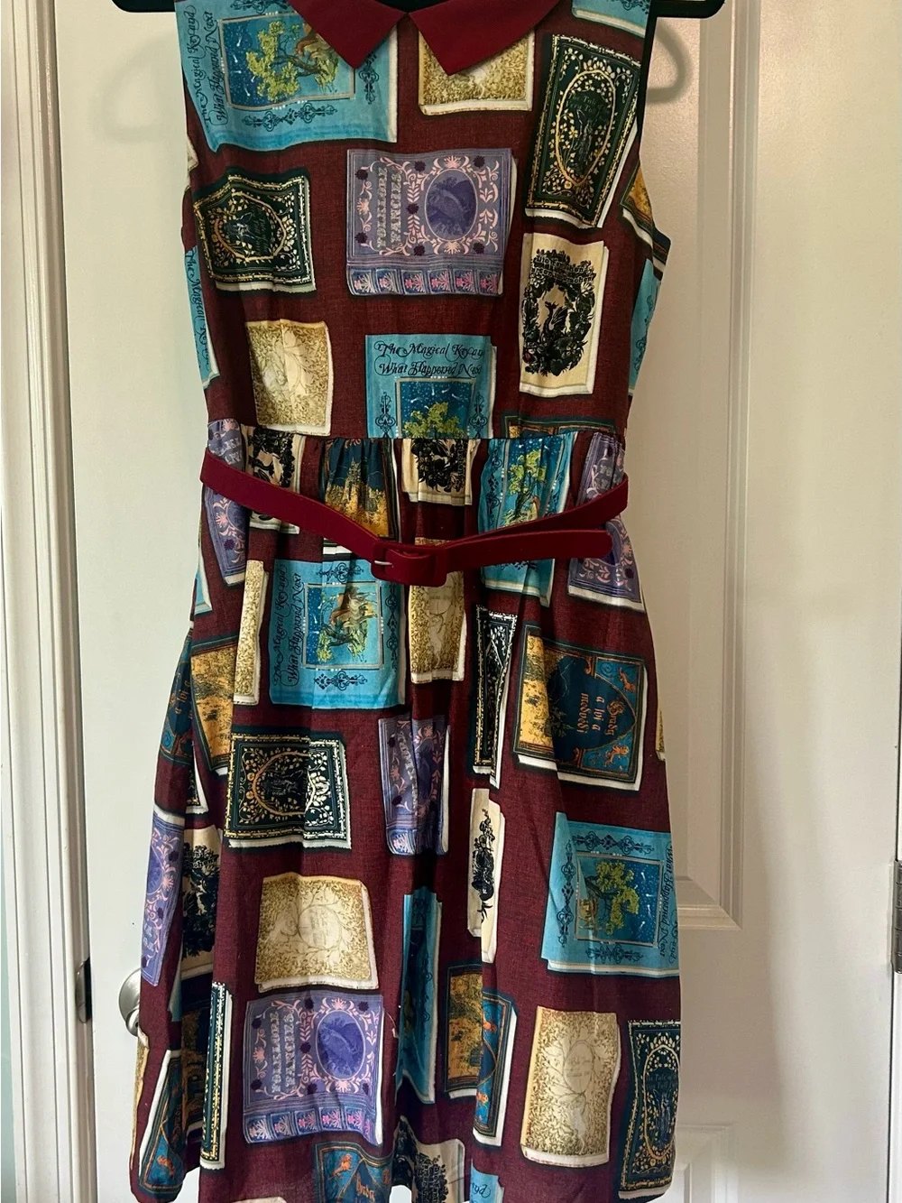 ModCloth Bookish Dress with Burgundy Accent Trim - Picture 1 of 4